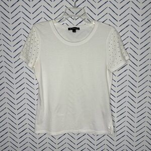 INC International Concepts White Embellished Tee Shirt Size s